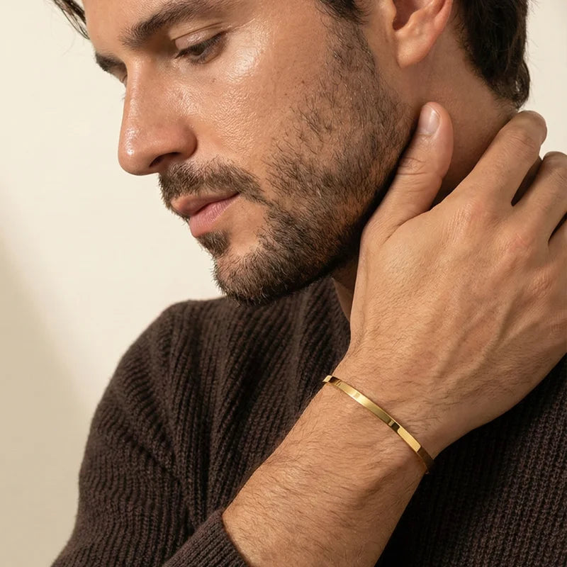 Bracelete Masculino Cuff em Aço