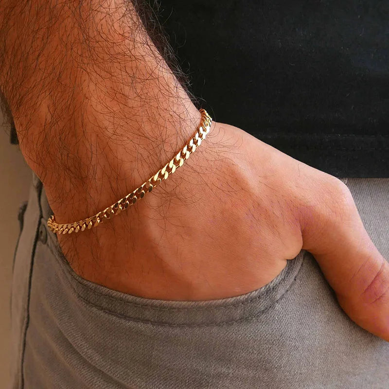 Pulseira Masculina Eddie Corrente Miami em Aço