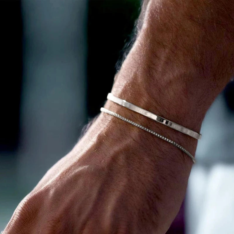 Conjunto de Pulseiras Masculinas Cuban em Aço (Compre 1 leve 2)