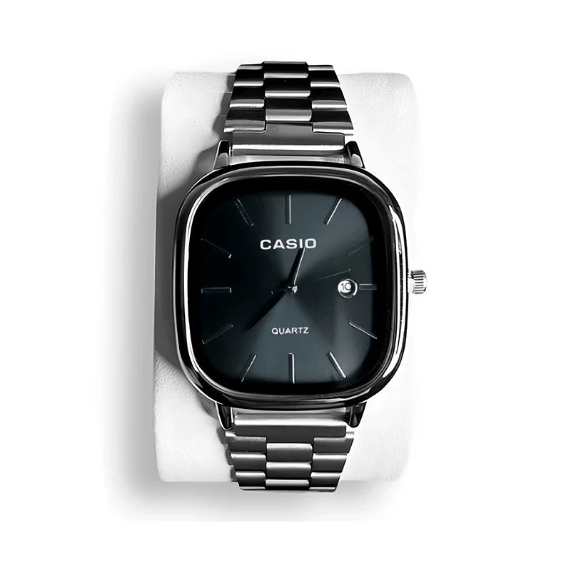 Relógio Casio Vintage 2025 Aço Inox Preto e Branco