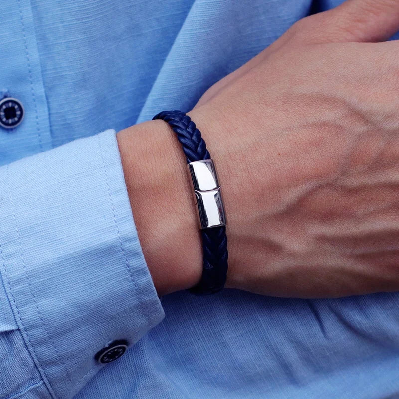 Pulseira Masculina Sterling de Couro "Pulseira Masculina Sterling de Couro"